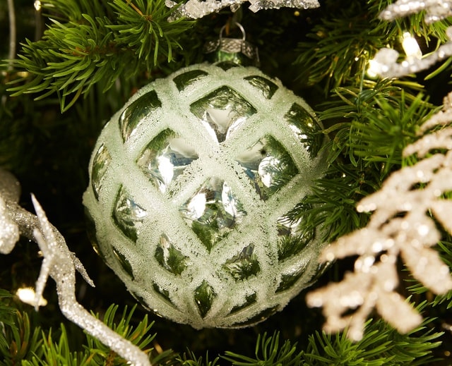 Melrose Sage Green Glass Christmas Tree Ornament