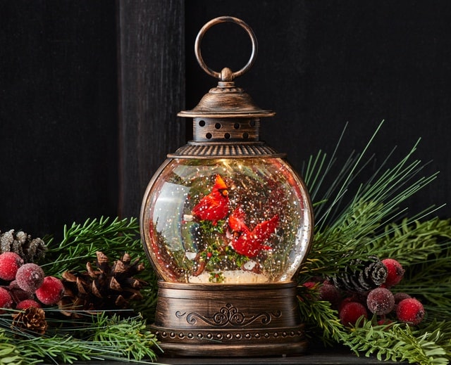 Melrose Water Lantern Cardinal Globe Christmas Gift Item