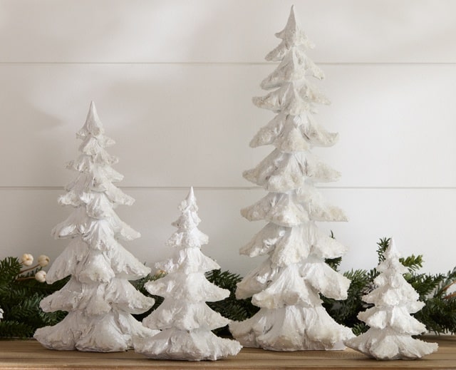 Melrose White Snowy Trees Christmas Tabletop Home Decor