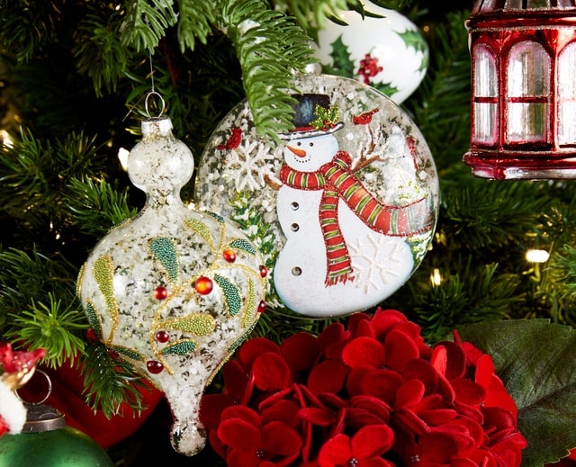 Melrose Yuletide Gardens Christmas Tree Display Glass Ornaments