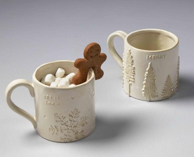 Mudpie Ceramic Mug With Snowflake and Tree Let It Snow