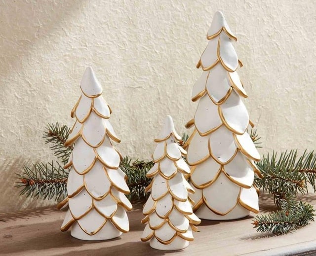 Mudpie Gold Ceramic Christmas Trees 3 sizes Holiday Home Decor