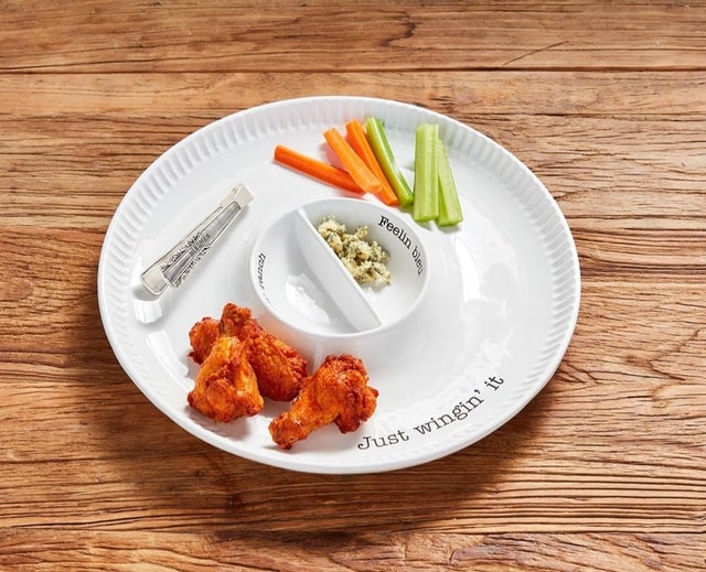 mudpie hot wings ceramic platter hostess gift