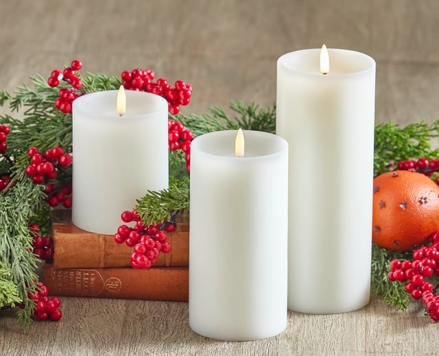 Raz Imports Battery Operated Pillar Candles for Holiday Decor