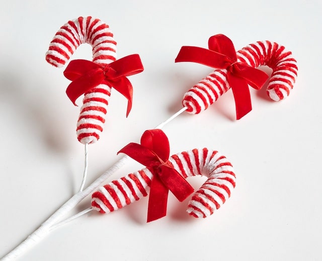 Raz Imports Chenille Candy Cane Spray For Christmas Tree Decorating 