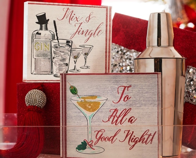 Raz Imports Christmas Decor Mix and Jingle to all a Good Night Cocktail Party Hostess Gift Set