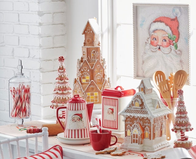 Raz Imports Gingerbread Holiday Home Decor With Retro Santa Face