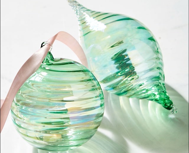 Raz Imports Iridescent Glass Christmas Tree Ornament pale seafoam green