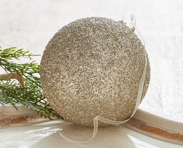 Raz Imports Large Platinum Glittered Glass Christmas Tree Ornament 