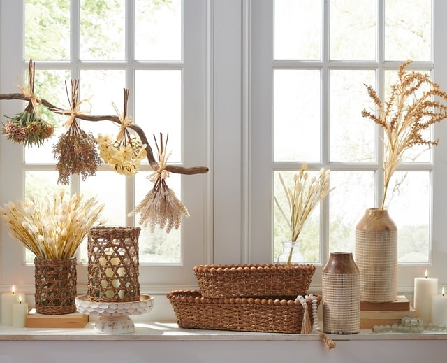raz imports natural decor wood vases and woven baskets