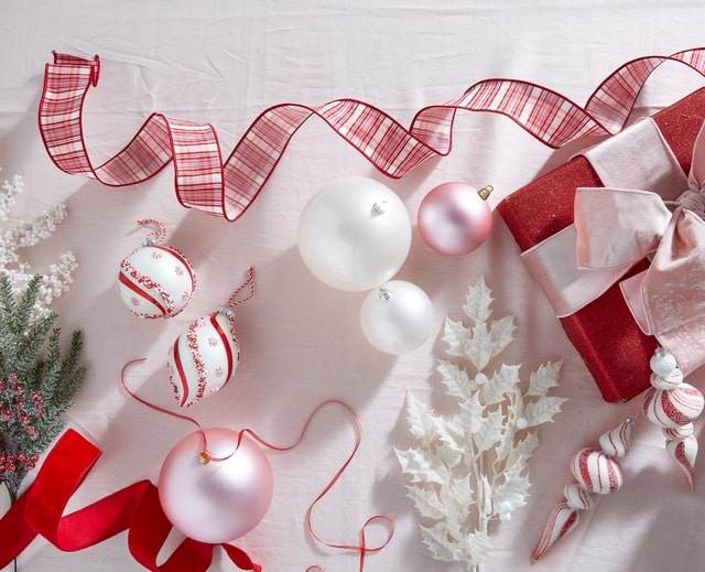 Raz Imports Peppermint Christmas Tree Decor Red Velvet Ribbon Candy Stripe Ornament 