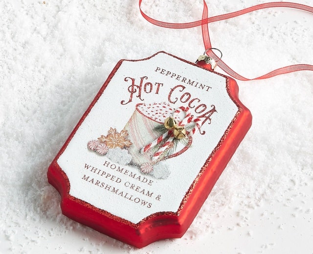 Raz Imports Peppermint Hot Cocoa Glass Christmas Tree Ornament Holiday Home Decor