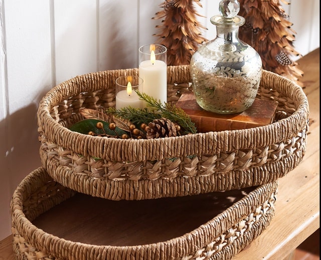 Raz Imports Wicker Trays With Rustic Holiday Home Decor