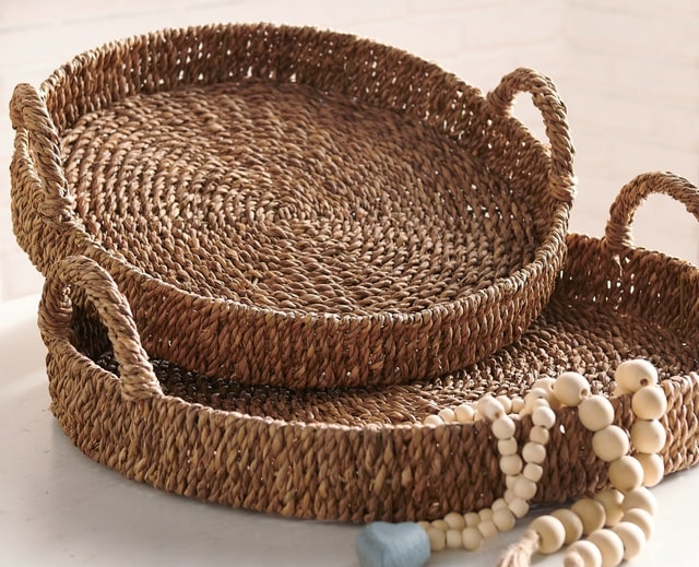 raz imports woven round basket trays