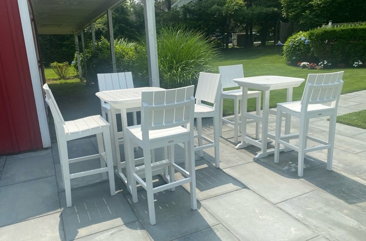 Seaside Casual Long Island Patio Furniture Made in the USA MAD Bar Side Chairs Portsmouth Table