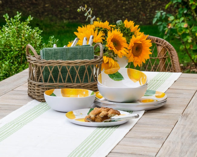 Tarhong Melamine Lemon Print Platters and Outdoor Bowls