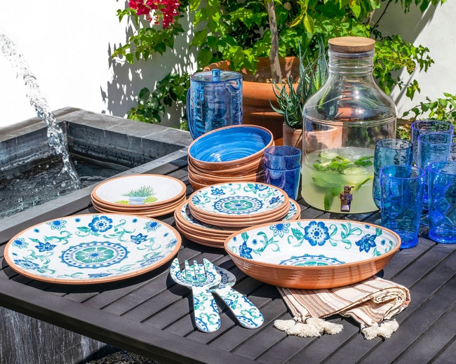 Bright Blue Acrylic Outdoor Dishes