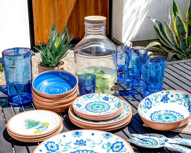 Turquoise Melamine Dishes with Terracotta Accent