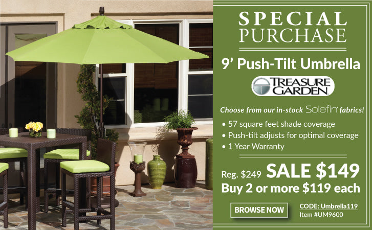 Treasure Garden 9 ft Push Tilt Promotional Patio Umbrella with Solefin Fabric UM9600