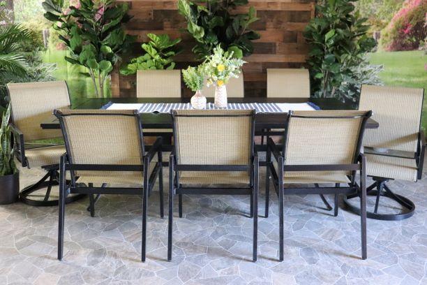 Aspen 9 Piece Dining Set 46 X 93 Dining Table 6 Chairs And 2 Swiv