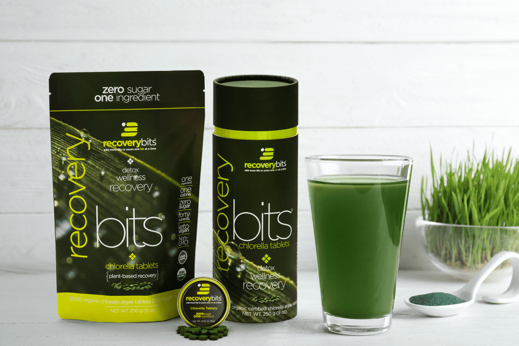 RECOVERYbits chlorella with green detox drink 