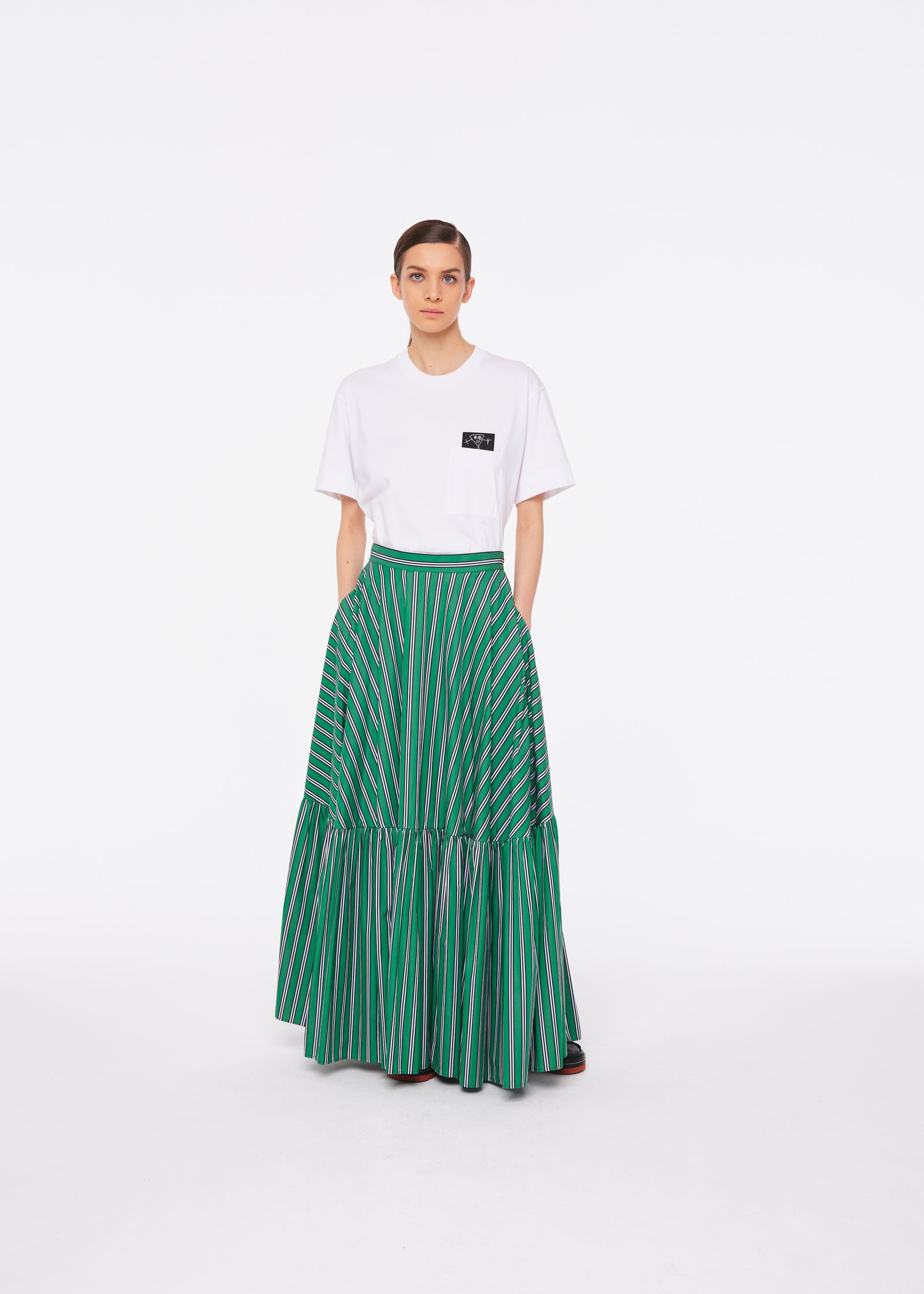 Green striped long skirt | Plan C