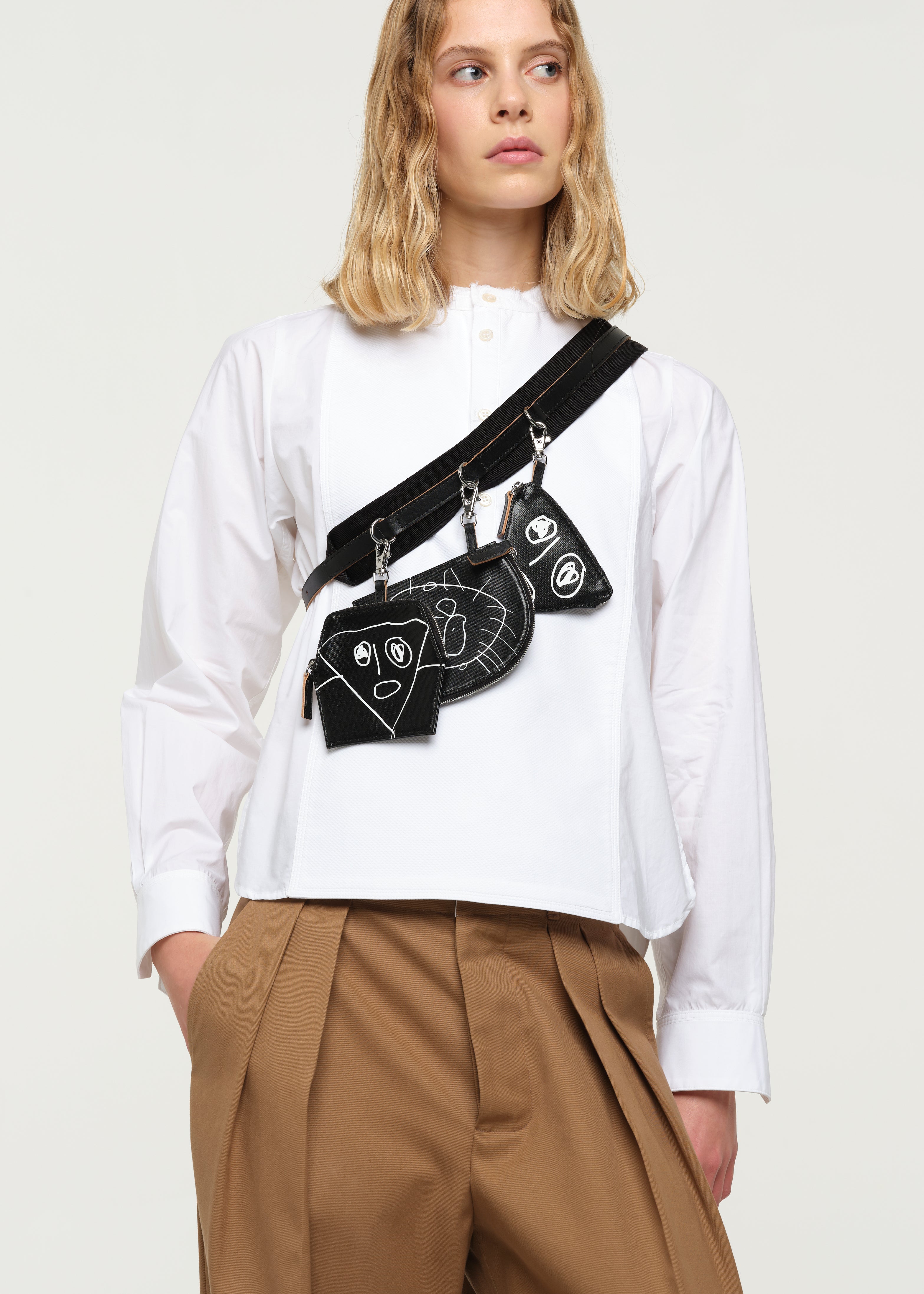 Leather Crossbody Belt With Wallets - Plan C