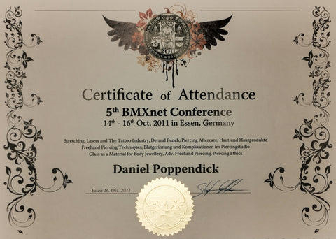 Zertifikat 5te BodyModification eXchange NETwork Conference