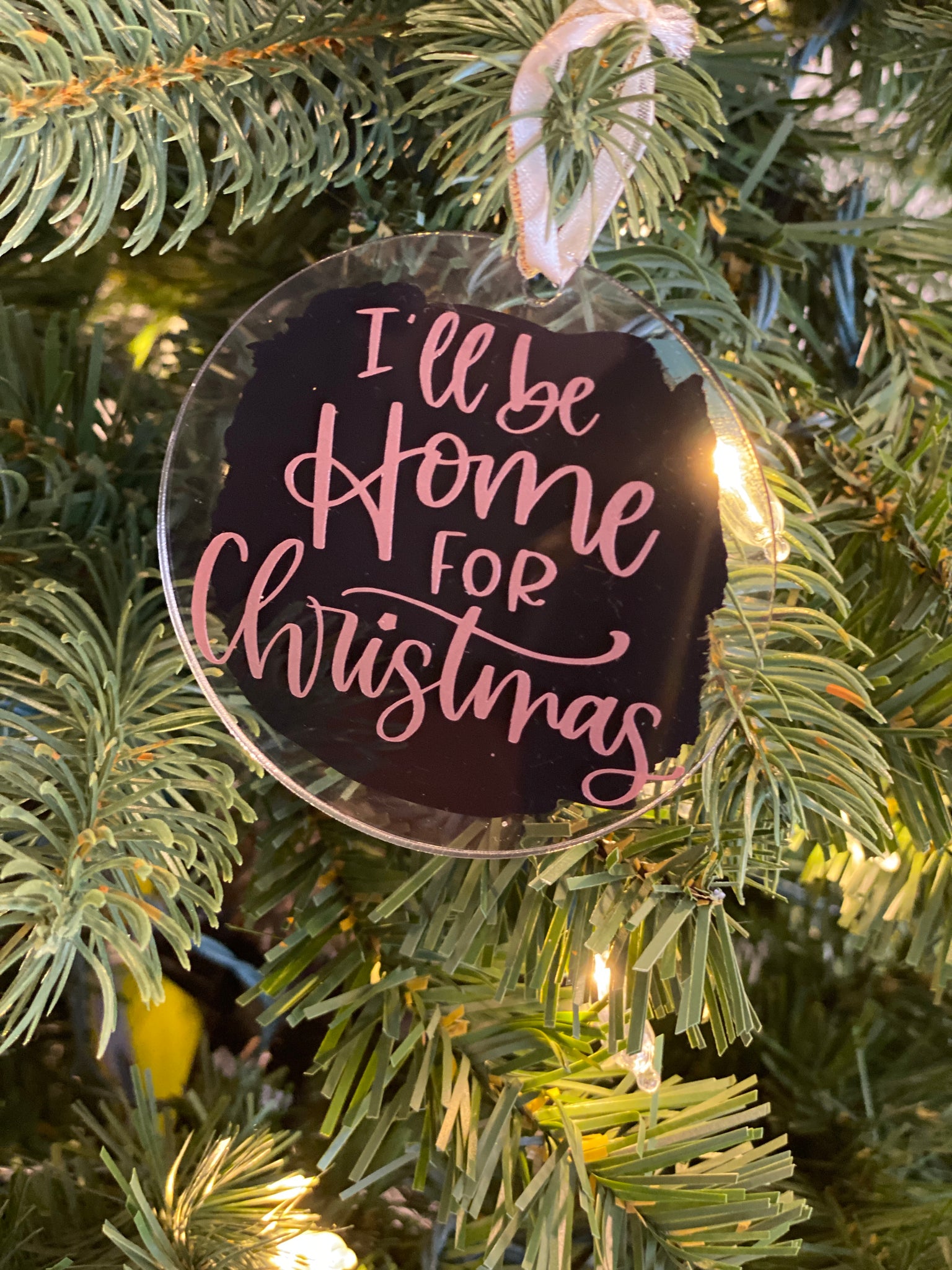 I'll Be Home for Christmas Clear Ornament