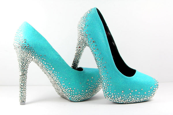 Tiffany Blue Heels with Swarovski Crystals (Multiple Color Choices ...