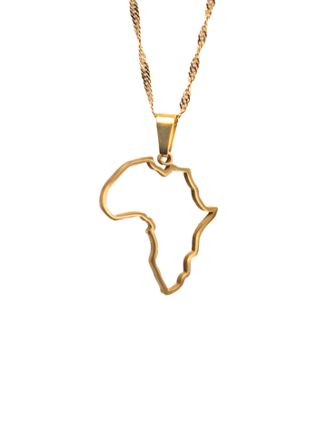 PEORA 18 K Gold Plated African Map Pendant Necklace With 22