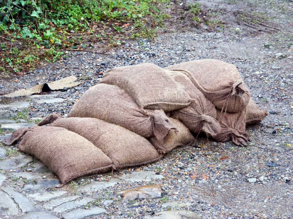 Sandbags in a pile. 