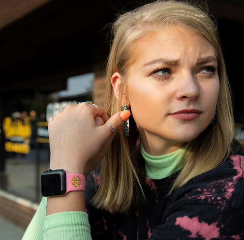 Personalized Band for Apple Watch Preppy Stripe Nude Vegan 