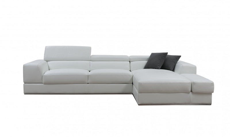 Nellie Modern White Leather Right Facing Sectional Sofa