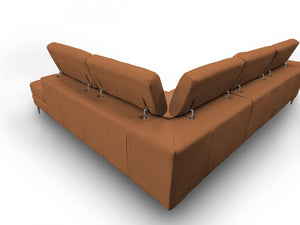 Livie Italian Contemporary Cognac Leather Right Facing Sectional Sofa