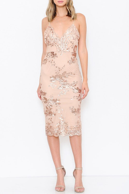 sequence rose gold dress