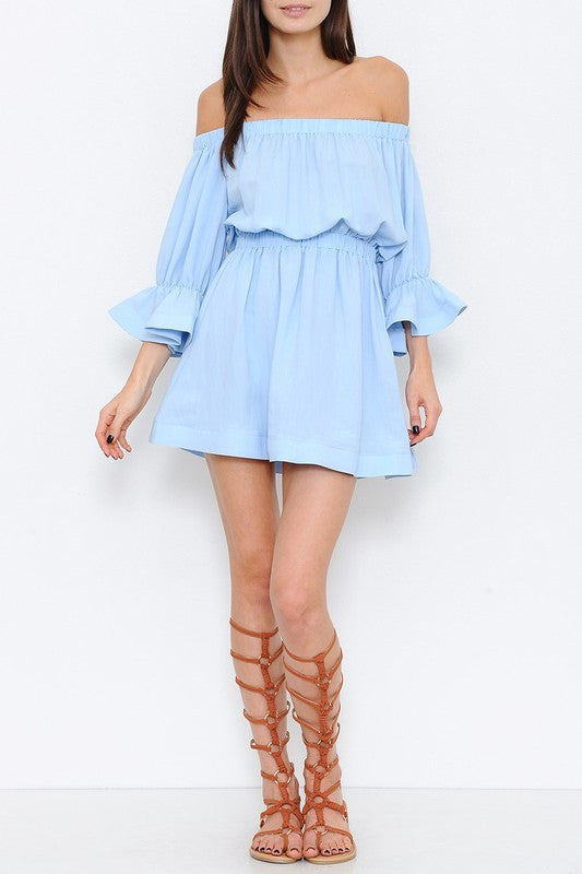 buy > light blue dress off shoulder, Up to 67% OFF