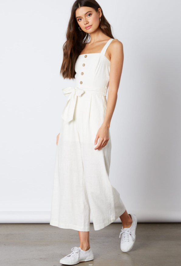 white button up jumpsuit