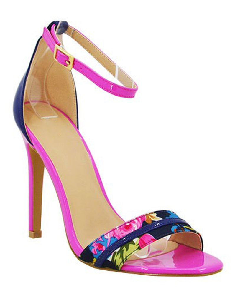 pink floral heeled sandals