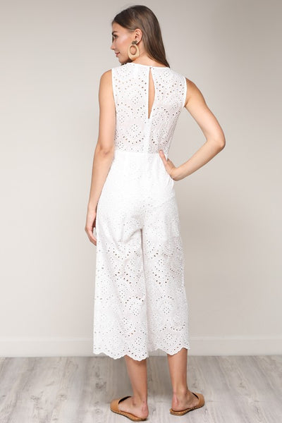 Elegant White Lace Jumpsuit with Tie-Up... – EDITE MODE
