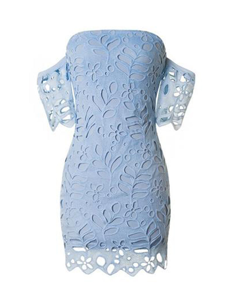 baby blue lace bodycon dress