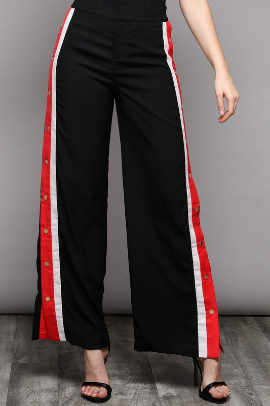 jogging pants with buttons on the side