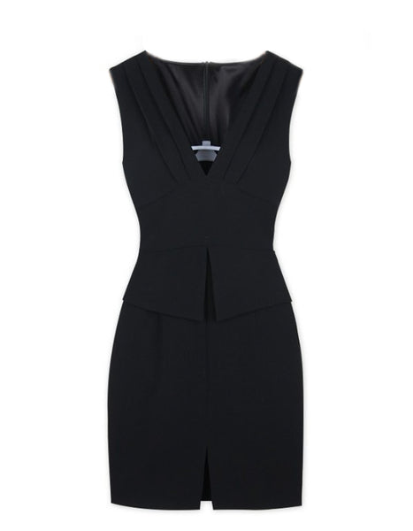 Elegant Black Slim waist Sleeveless Dress – EDITE MODE