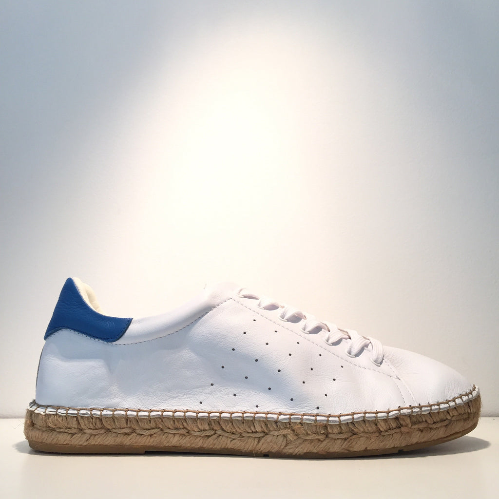 Men's Fashion White Leather Blue 