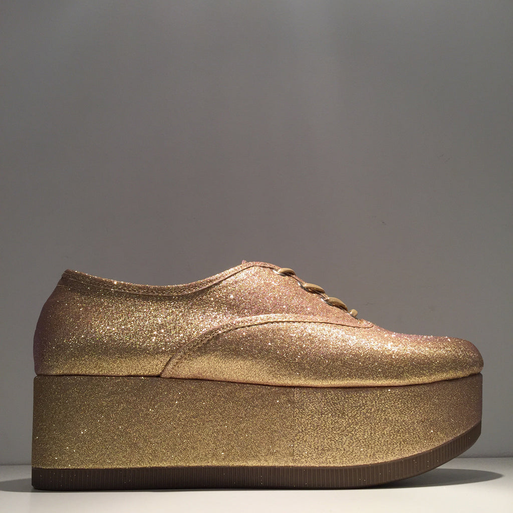 gold glitter platform sneakers