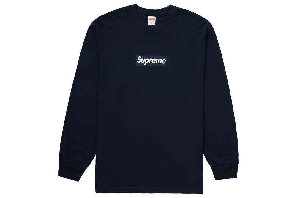 Supreme Box Logo Long Sleeve Tee Navy – Dripside