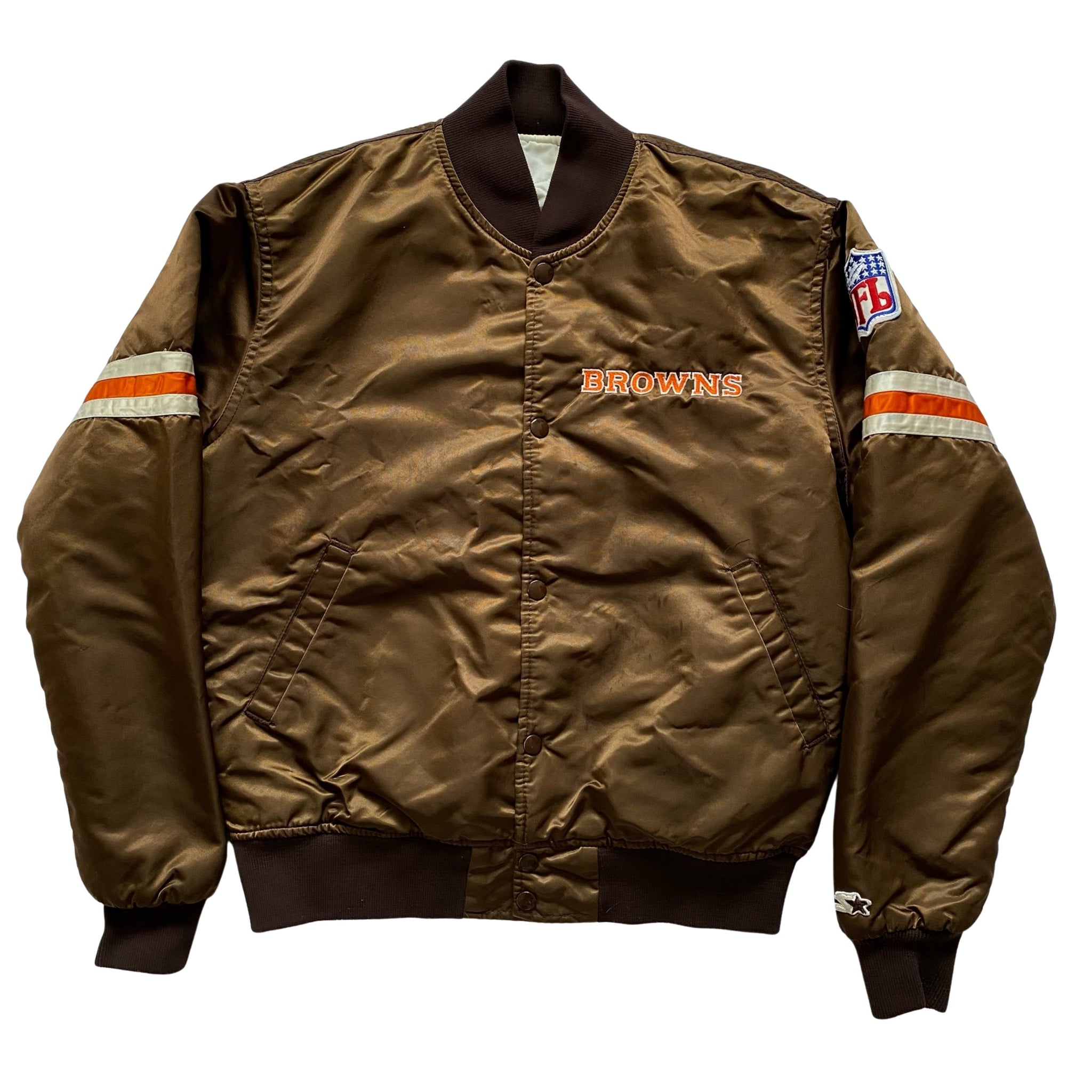 Cleveland Browns 80s Brown Bomber Satin Jacket