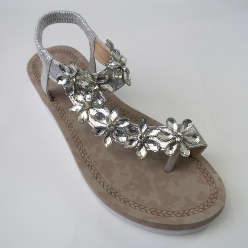 Gc Shoes Nadin Silver 8 Metallic Rhinestone Toe Ring Flat Sandals : Target