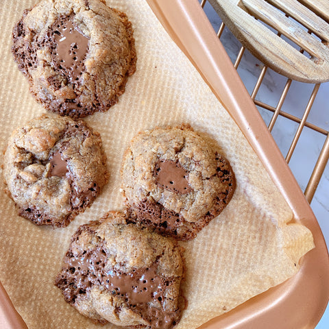 cookies cooling on tray on a cooling rack