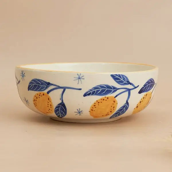 Italian Lemon Leafy Ceramic Bowl